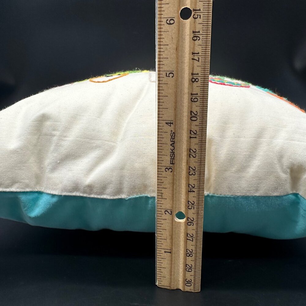 Handmade Embroidered Cactus Throw Pillow Kitschy Anthropomorphic Decorative - Picture 11 of 11